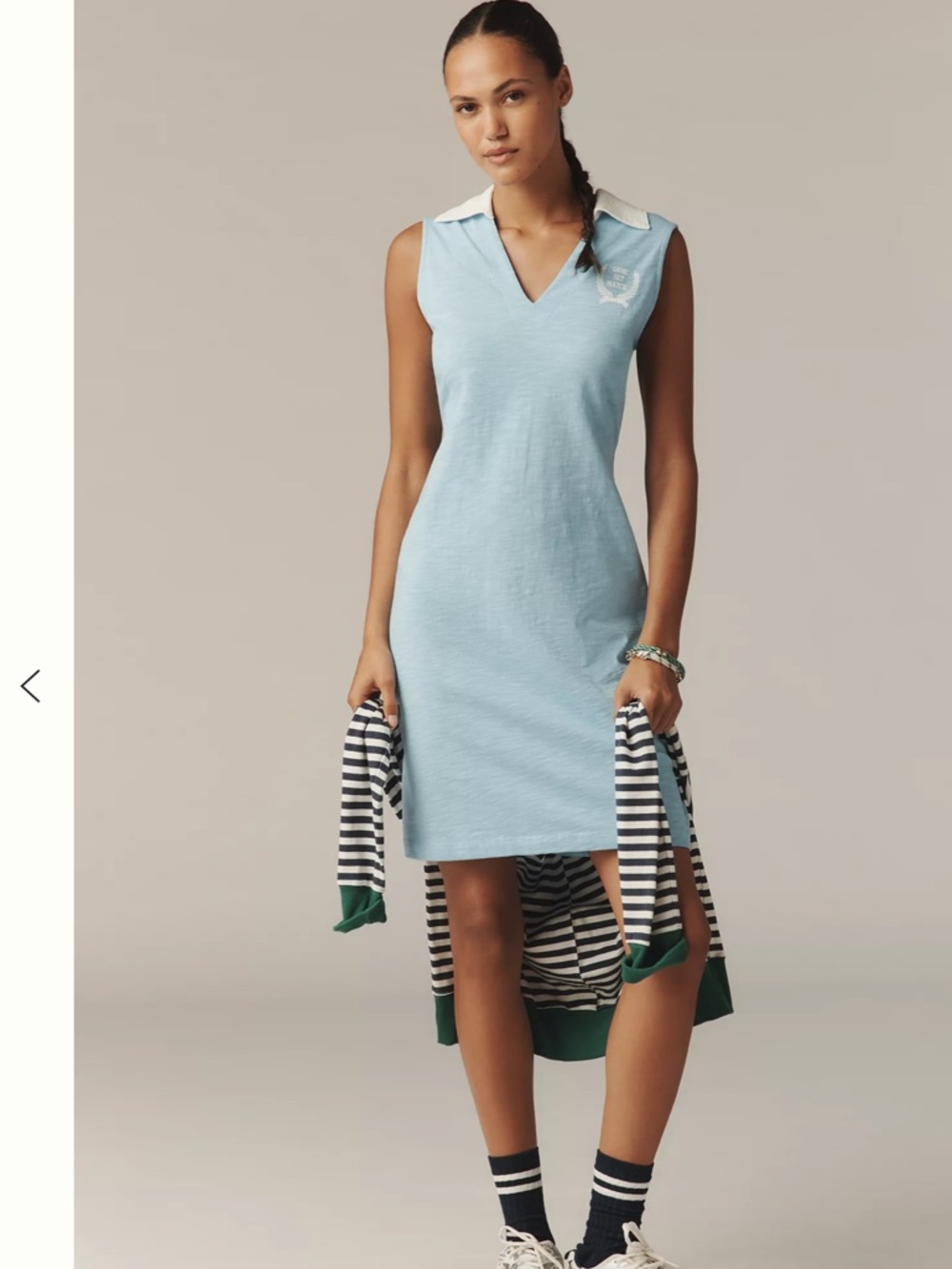 Sundry Sleeveless Polo Mini Dress Blue with White Collar Size Medium NWTS